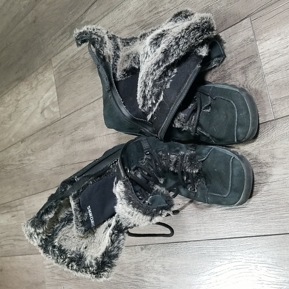 Skechers Women's Lace Up Side Zipper Faux Fur Leather Winter Boots - Picture 5 of 8